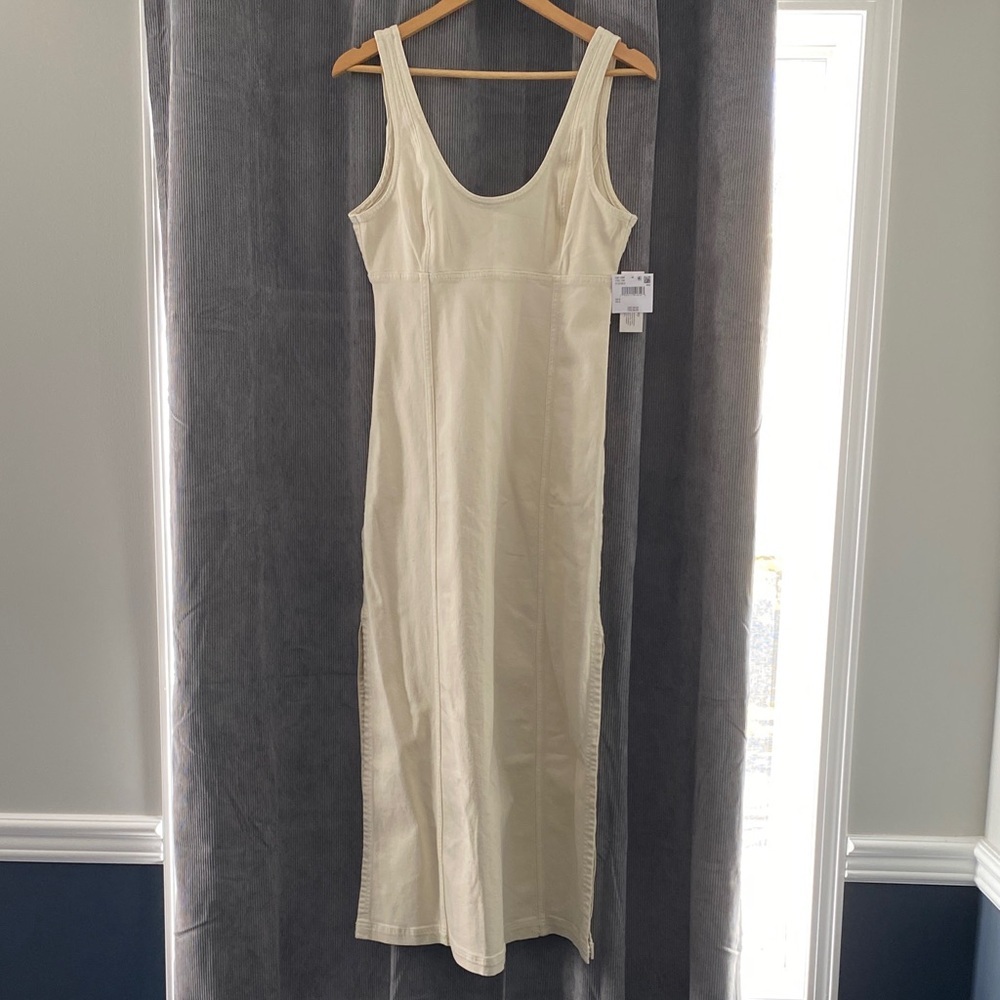 AE Cream Maxi Denim Dress Size 8 NWT